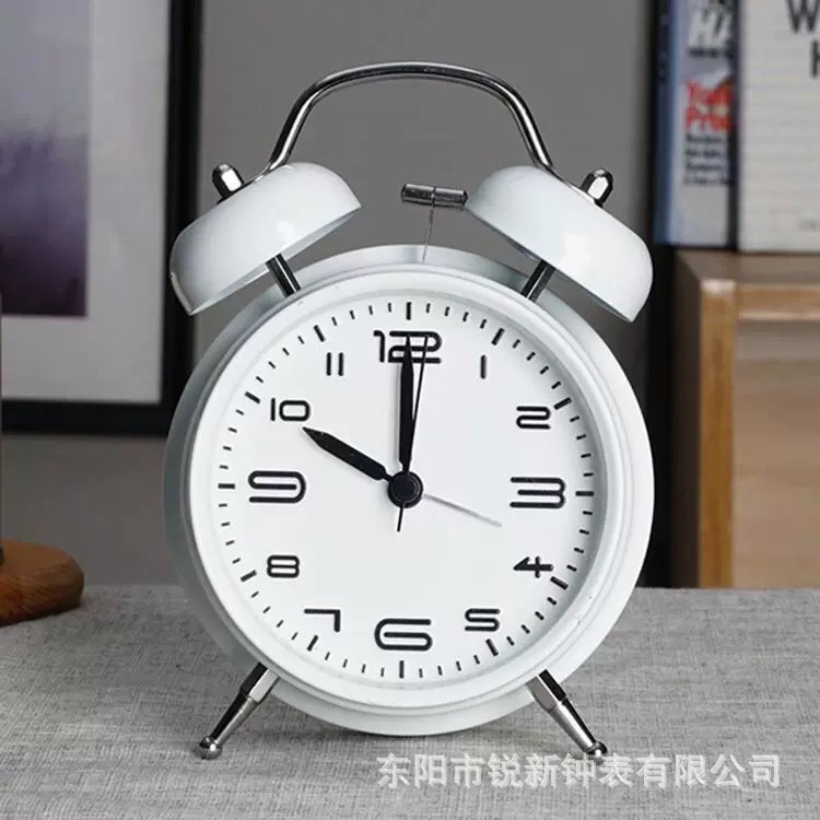 Battery metal 4-inch three-dimensional letter ringing alarm clock student with night light bedroom silent clock