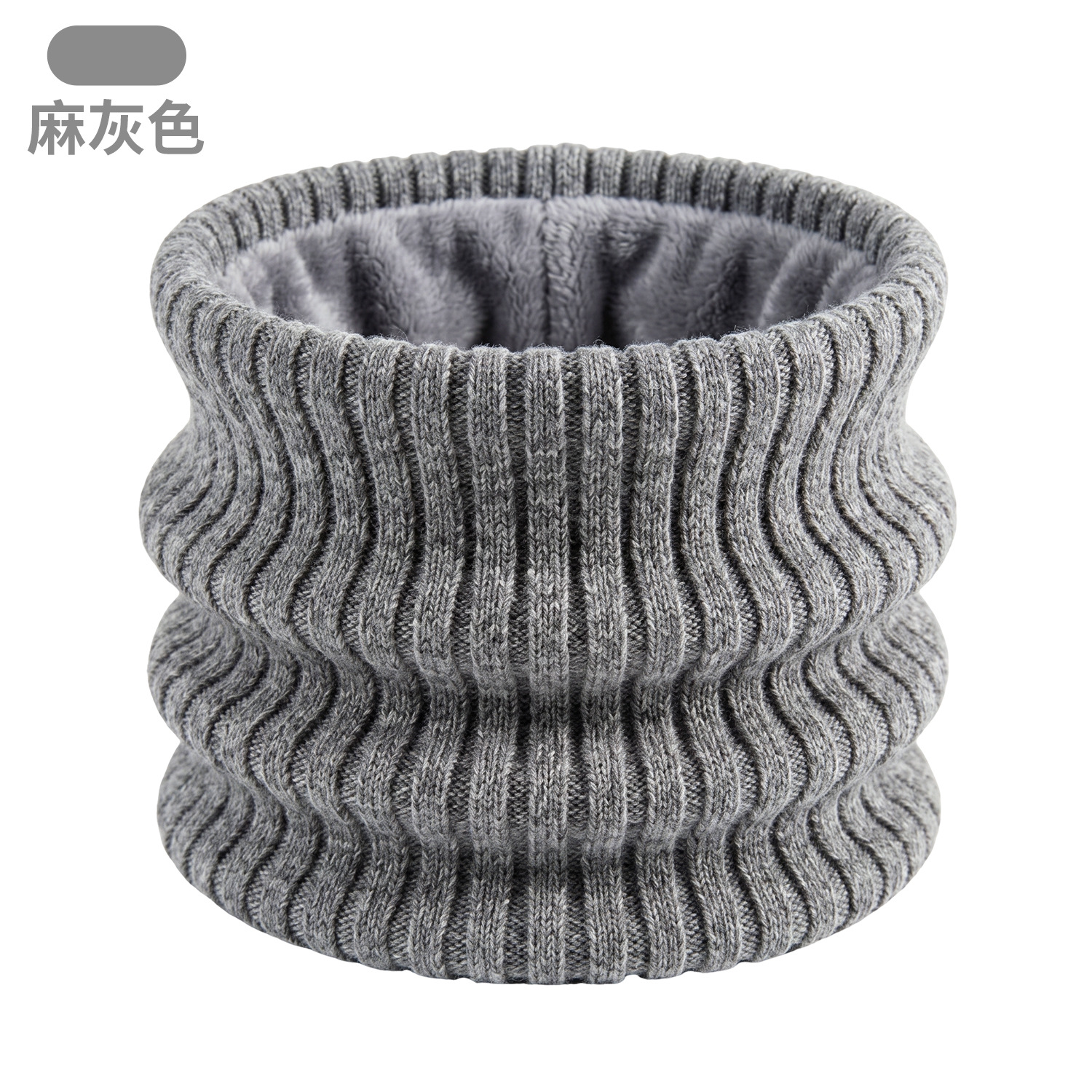 Winter Adult Neck Gaiter Double-Layer Fleece-Lined Thick Warm Unisex High-Neck Wool Knit Scarf Windproof