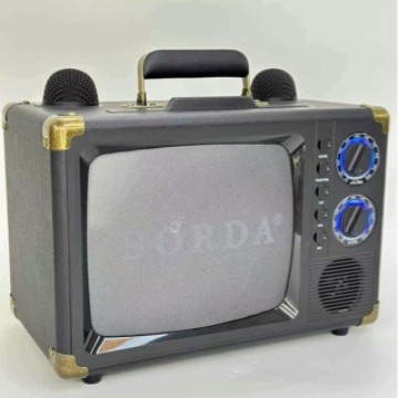 SD2107 Wood Box Covered with Leather Portable Outdoor Bluetooth Speaker K-Song Machine Wireless Dual Microphone