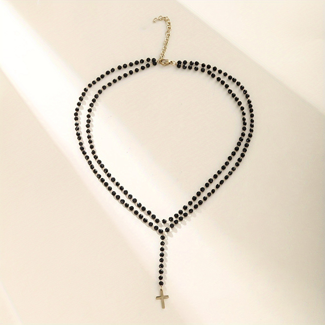 Crystal Bead Collar Necklace Party Minimalist Multi-Layer Cross Pendant Necklace