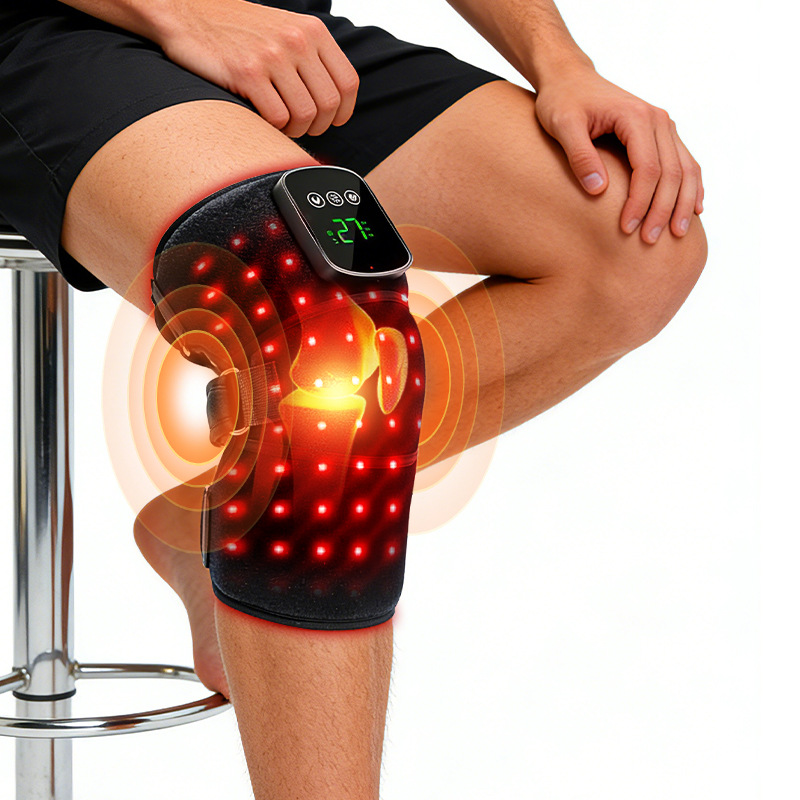 Massage Knee Pad Red Light Therapy 660/850nm Wireless Portable Heating Vibration Red Light Knee Pad
