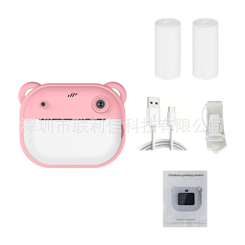 New children's Polaroid print camera HD dual lens can take photos and video toy gift box