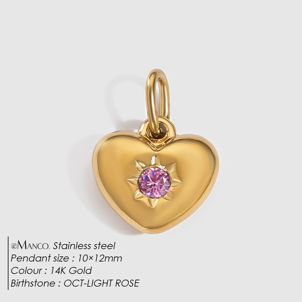eManco 14K Gold Plated Rhinestone Love Small Pendant Handmade DIY Necklace Bracelet Earrings Jewelry Accessories Vacuum Plating