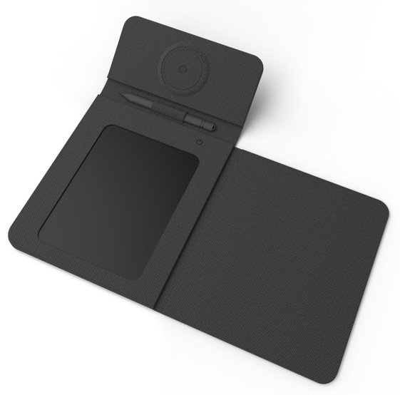Foldable leather electronic writing pad stand wireless charging mouse pad compatible Apple Samsung Huawei phone watch