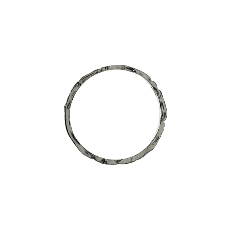 S925 sterling silver texture hammered texture ring slender plain circle knuckle closed thin ring silver jewelry