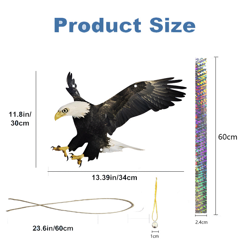 Garden Bird Repellent Storm Eagle 2D Acrylic Material Yard Lifelike Craft Hanging Decoration Simulated Animal