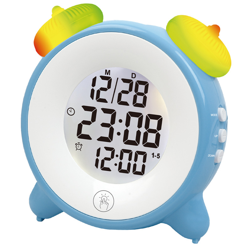 Bedroom alarm clock bedside children multifunctional color light clock cartoon electronic touch small alarm clock atmosphere light
