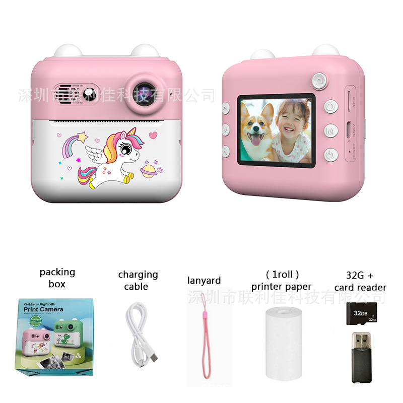 New HD children's Polaroid mini photo video thermal print camera support gift