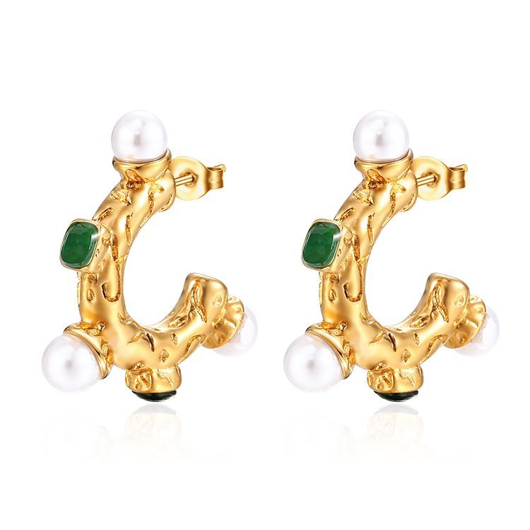 Glue diamond stainless steel earrings for women, set with zircon ear clips, ear accessories