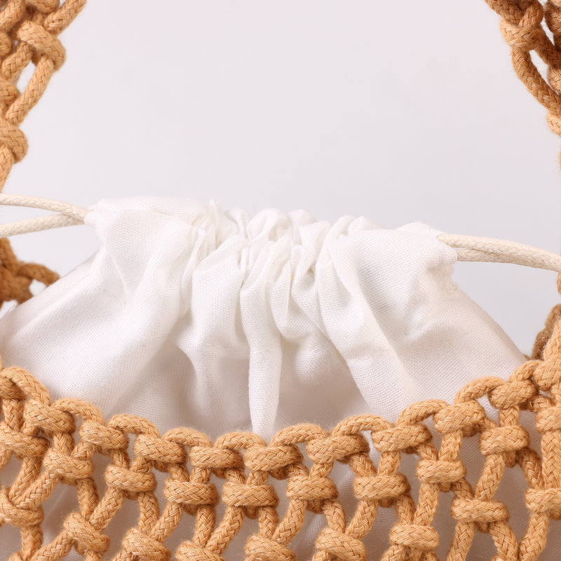 Daily simple cotton mesh handbag, hollow woven handbag, fresh colorful woven handbag