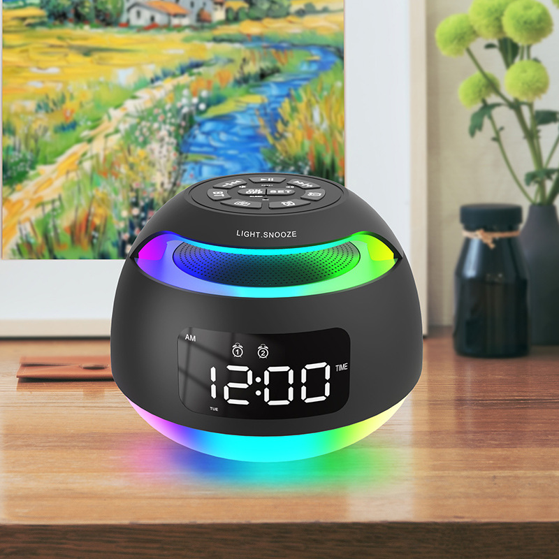 New LED Bluetooth Speaker Clock with Radio, Student Desktop Fantasy Atmosphere Light Electronic Clock