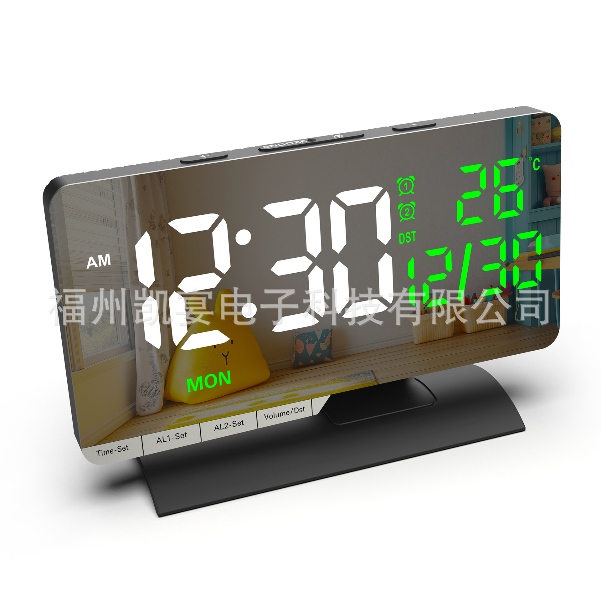 2026 New Temperature Calendar Week Electronic Clock LED Mirror Daylight Saving Time Desktop Electronic Alarm Clock