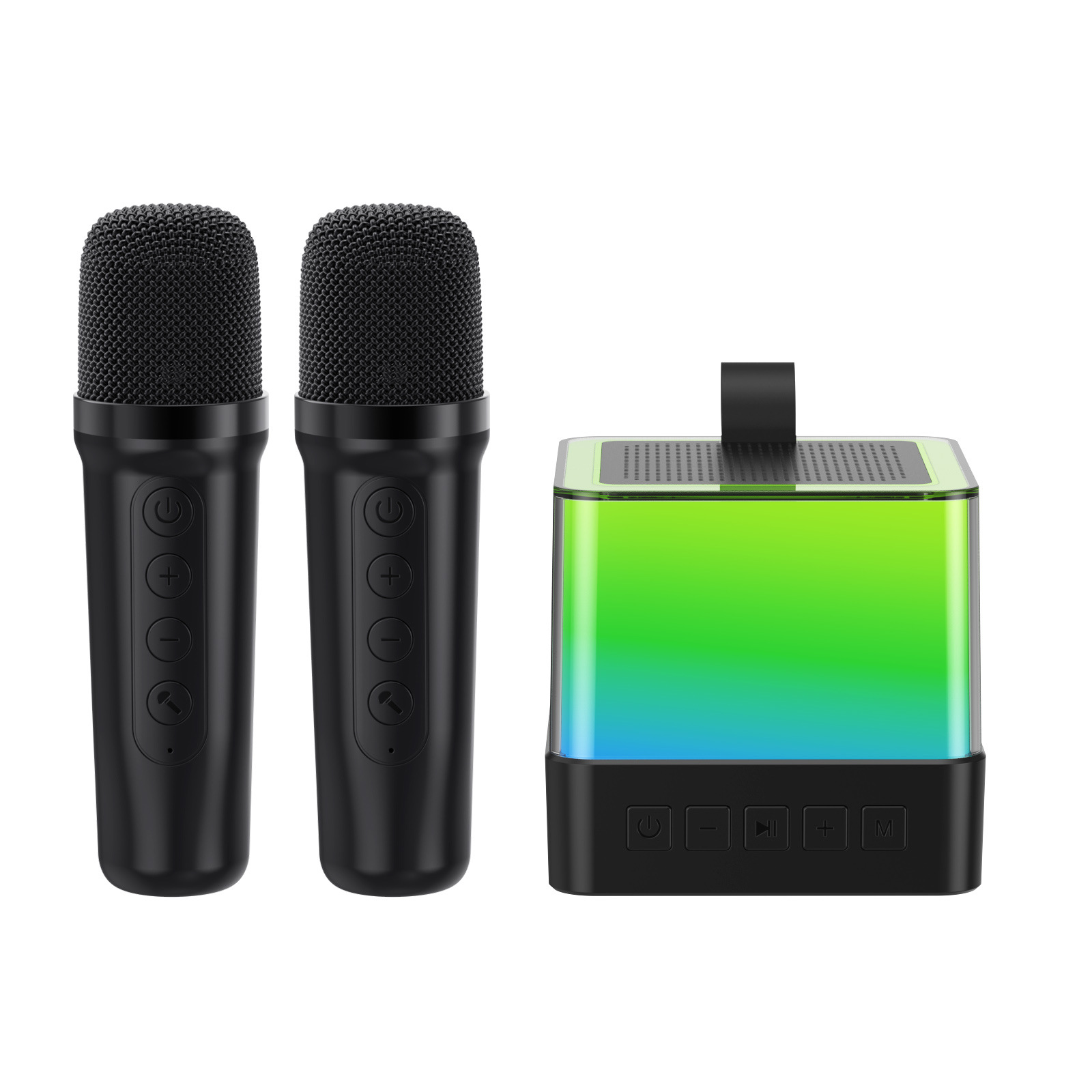 New Q8 Wireless Bluetooth Speaker Microphone Integrated RGB Atmosphere Light Outdoor Portable Home KTV Audio