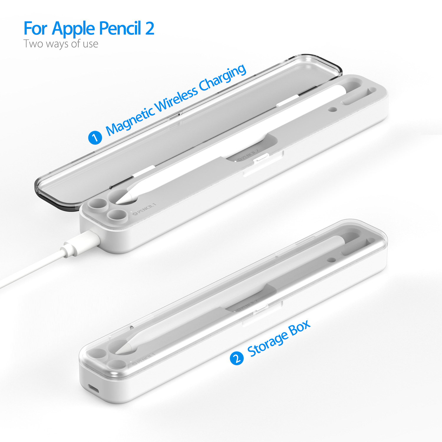 P1 2-in-1 Portable Wireless Charger for Apple Pencil 1st Gen Digital Pen Case Power Bank Magnetic