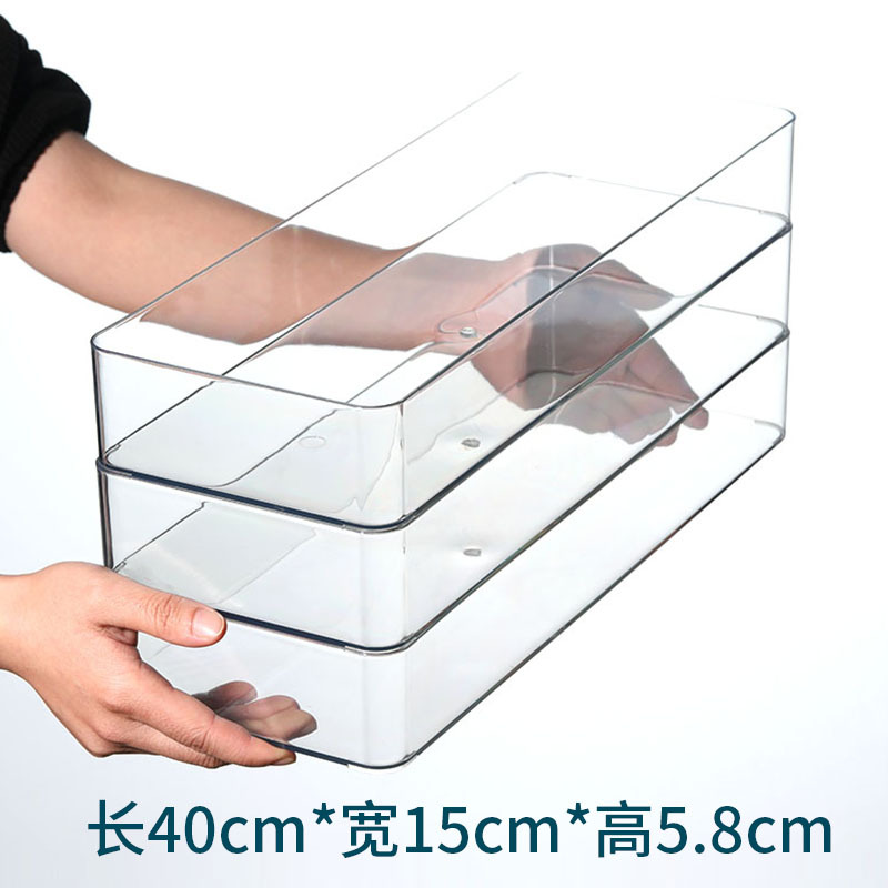Desktop storage box, transparent acrylic, narrow and long, rectangular for mirror cabinet, cosmetics, stationery, pen, chopsticks