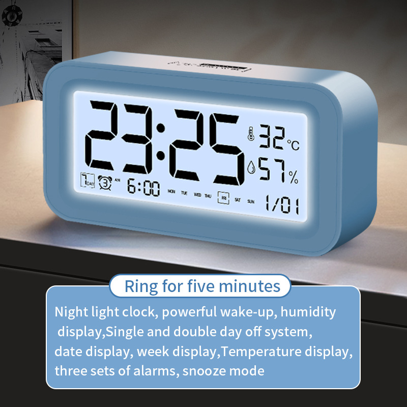 Student Alarm Night Light Desktop Electronic Clock Table Digital Smart Wake Up Alarm Clock