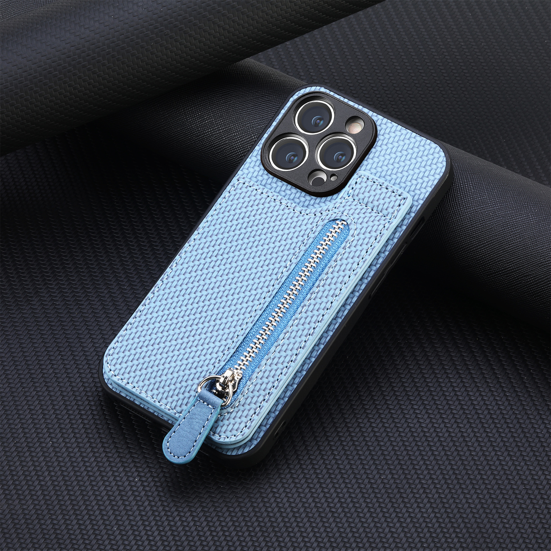 For iphone18 up-down opening card holder phone case wallet style stand zipper bag card slot Apple protective case