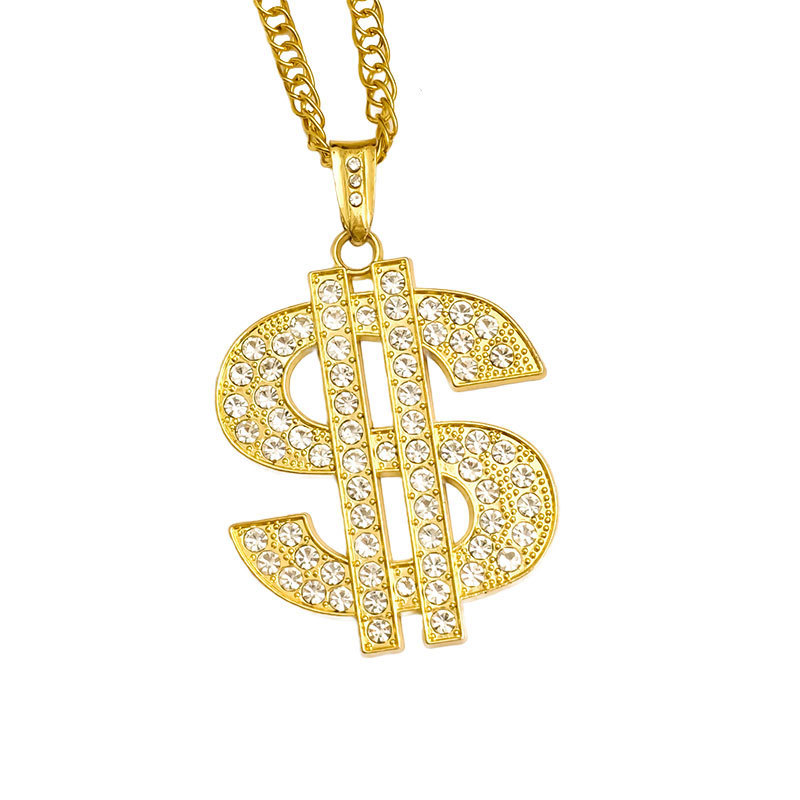 Hip-hop dollar full diamond pendant ring necklace pendant accessories