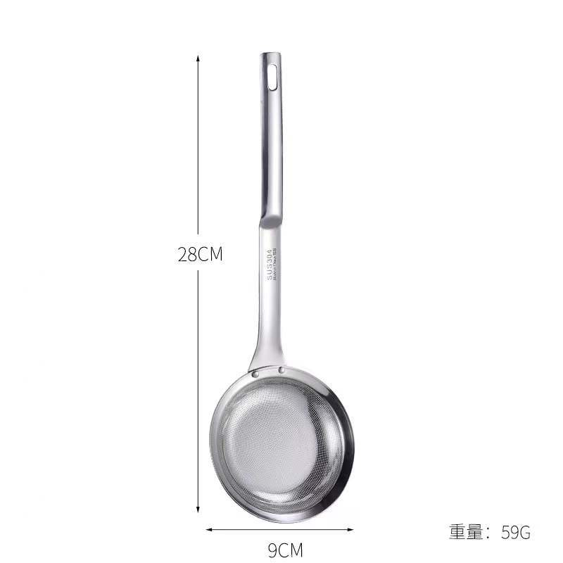 304 stainless steel oil strainer spoon, kitchen tool, hanging oil skimmer, oil residue filter mesh spoon, foam skimmer