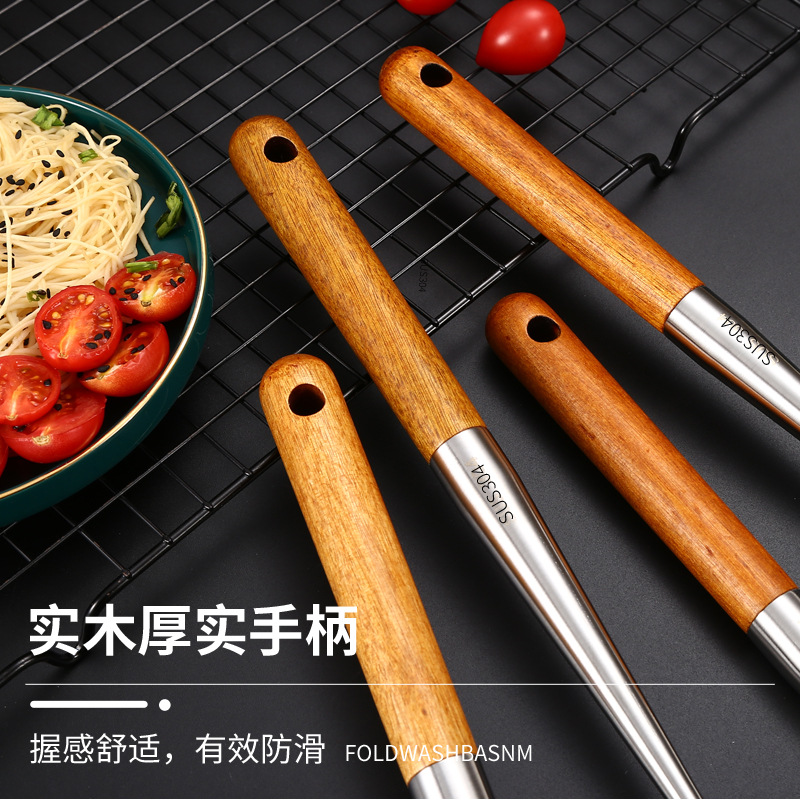 Extended 304 stainless steel spatula wok spatula kitchen supplies household high temperature resistant wok spoon kitchenware set large size
