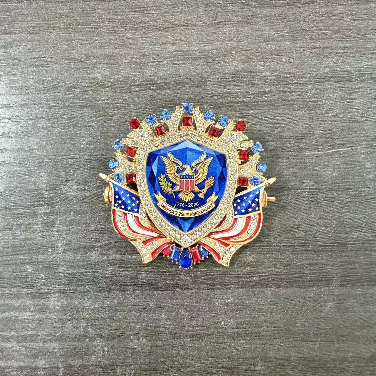 250th Anniversary of the Founding of the United States Brooch Rhinestone Flag Enamel Pin Independence Day Theme Jewelry Wholesale
