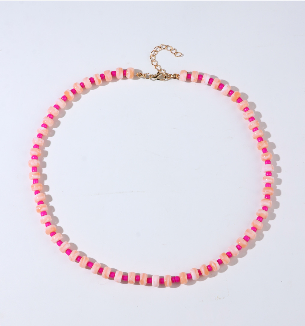 Colorful Natural Stone Abacus Bead Candy Color Round Bead Beaded Necklace