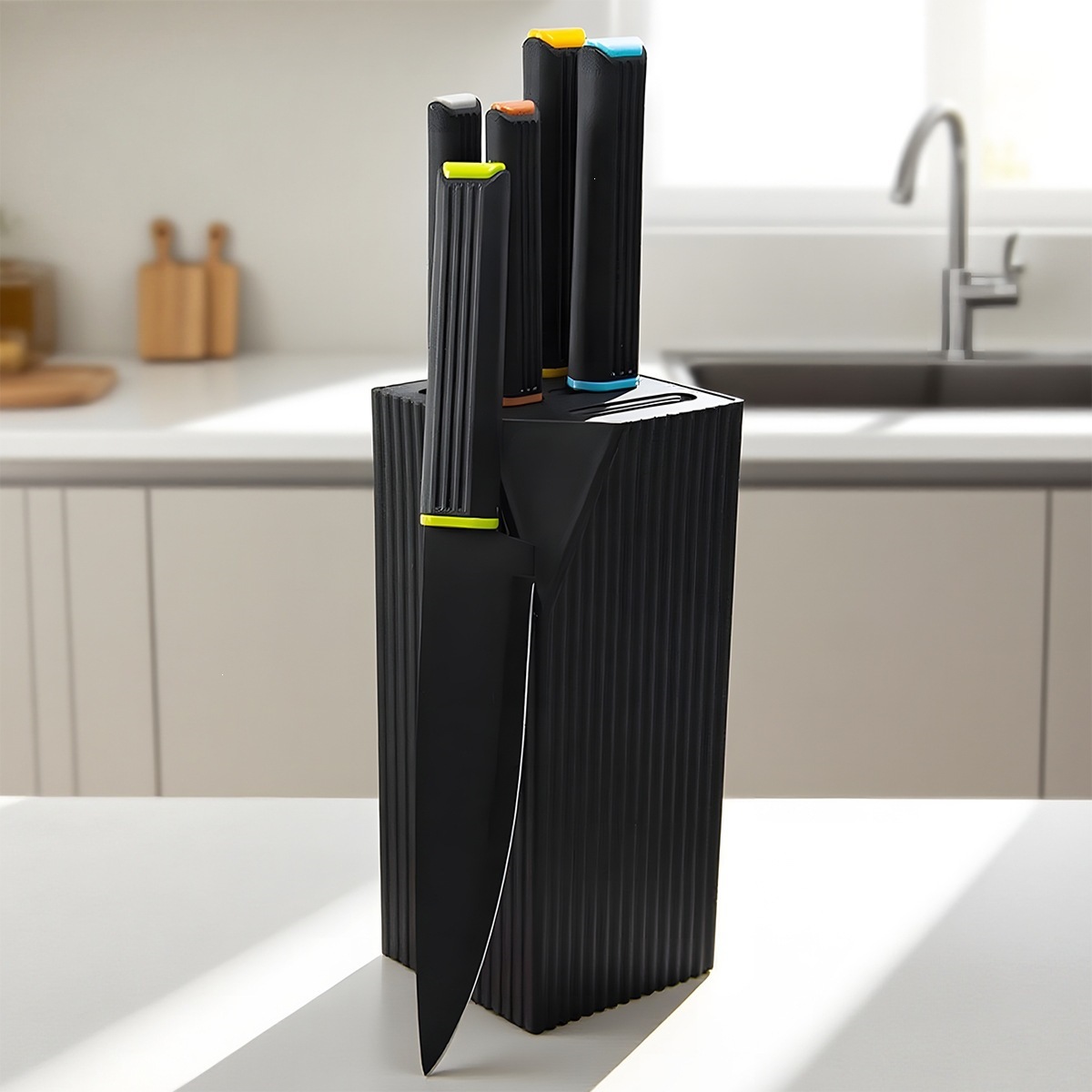 Stainless steel kitchen knife set kitchen knife holder storage rack no-drill kitchen storage rack convenient countertop knife holder