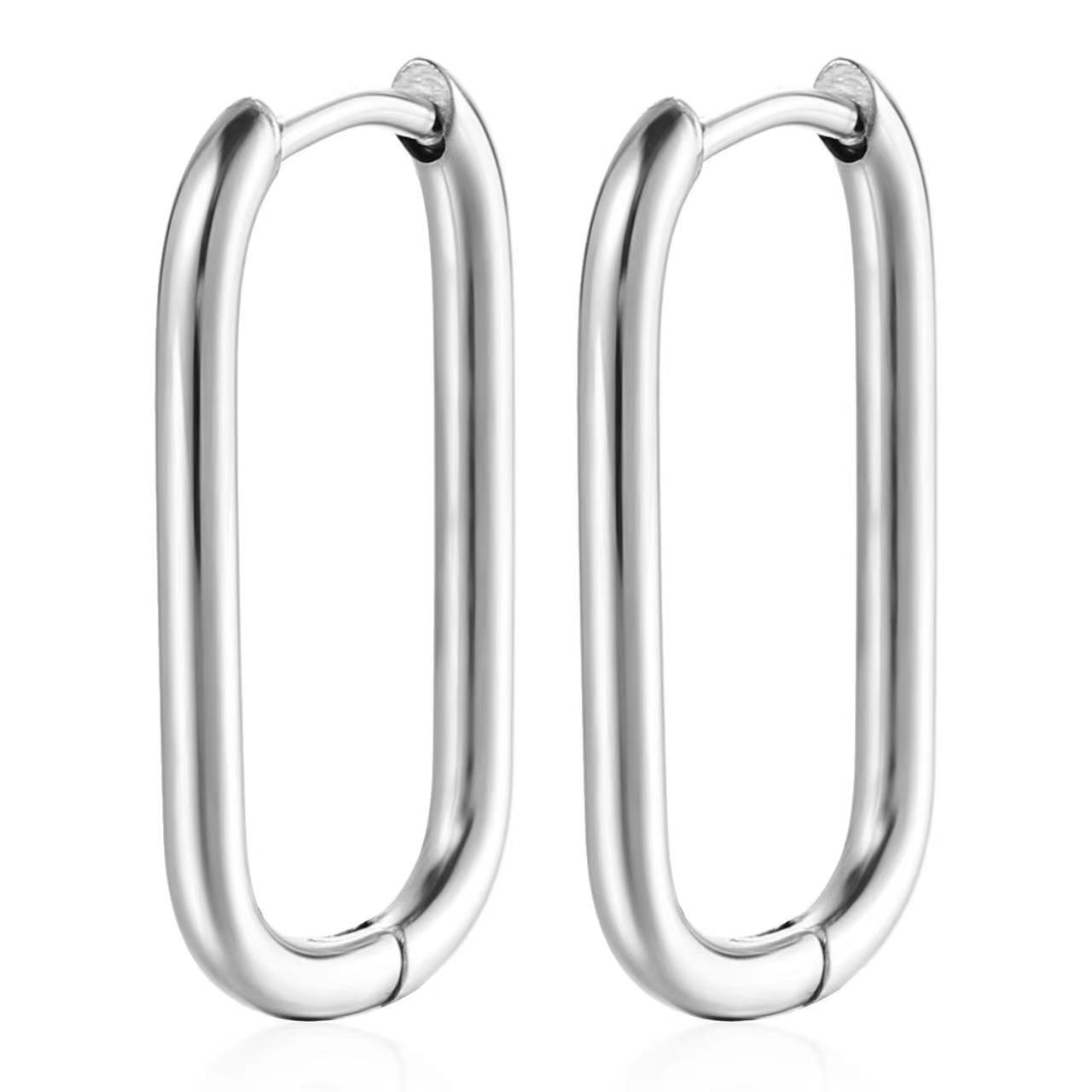 Geometric irregular stainless steel ear clips, five-pointed star, peach heart, square, polygon titanium steel earrings