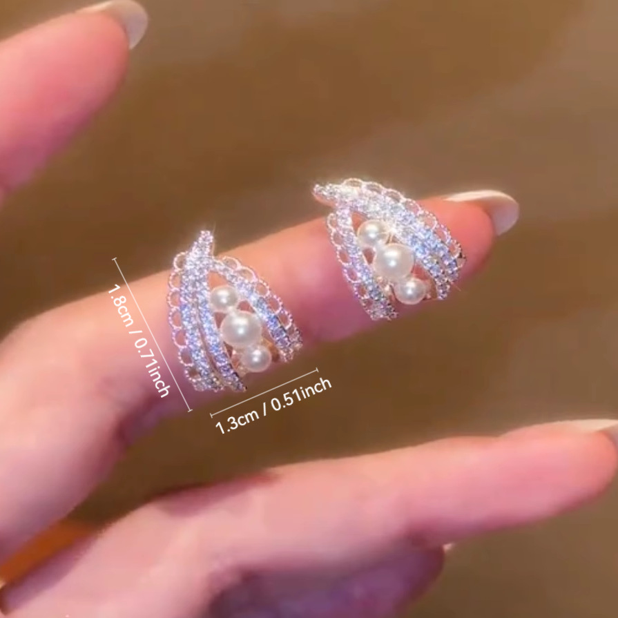 Lace Hollow Pearl s925 Silver Needle Ear Studs for Women New Niche Exquisite Earrings