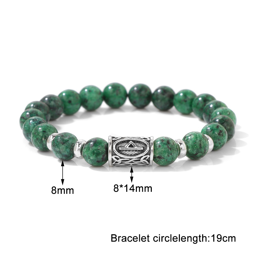 New rune symbol Norway bracelet 8mm stone beads red agate elastic rope bracelet