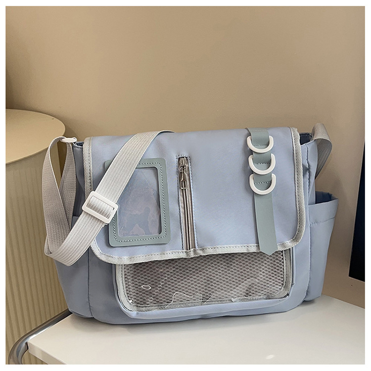 Large capacity simple women cute messenger bag transparent splicing pain bag student dopamine crossbody bag