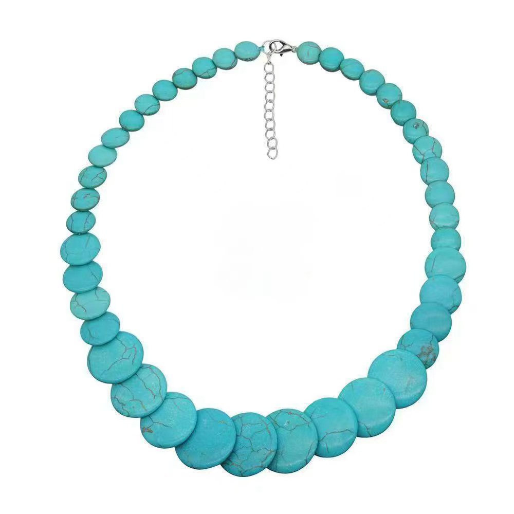 New beach style colorful stone necklace exaggerated锁骨链 handmade accessories