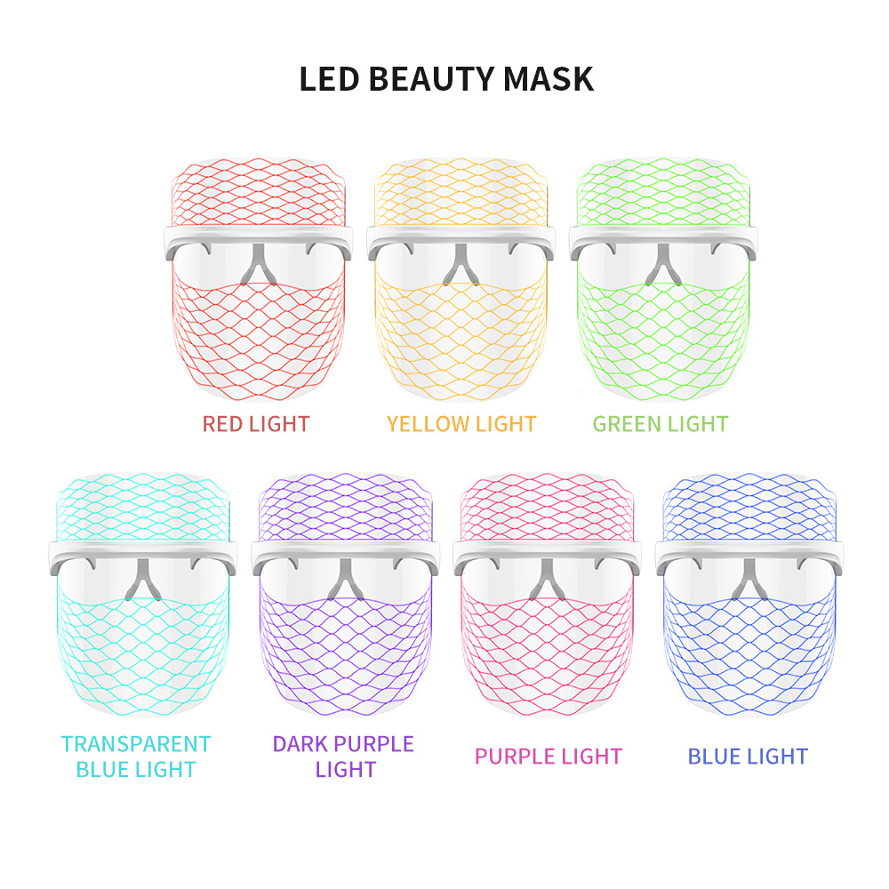 7-color LED Photon Skin Rejuvenation Instrument Rechargeable Three-color Light Face Mask Beauty Instrument Home Face Mask导入 Instrument