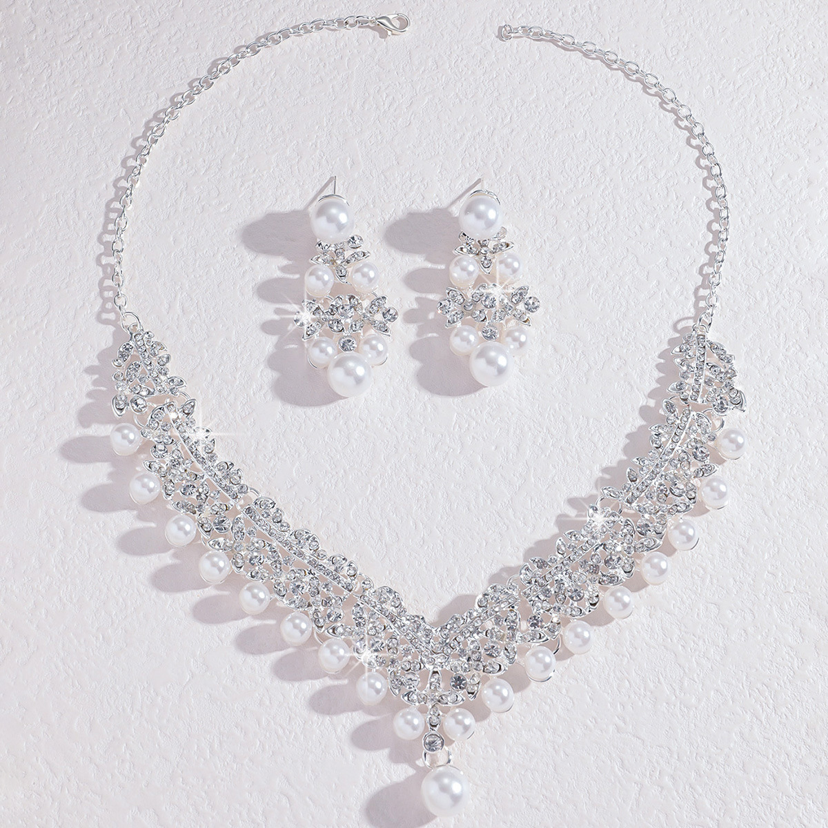 Bride Accessories Necklace Earrings Two-Piece Jewelry Set