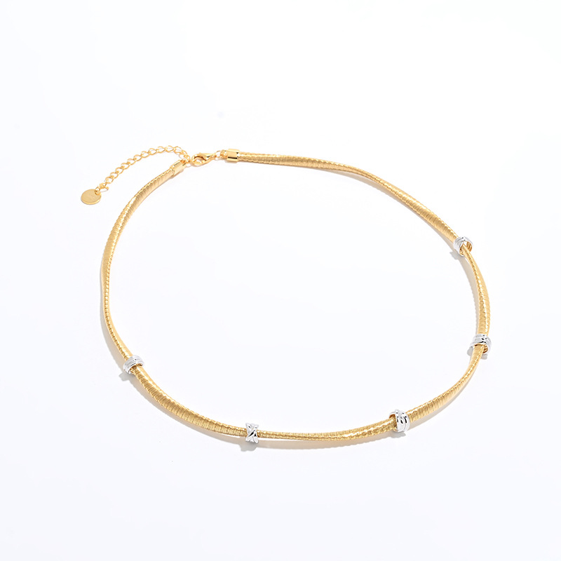String Twisted Knot Bracelet Necklace Two-Tone Electroplated S925 Silver Exquisite Italian Import