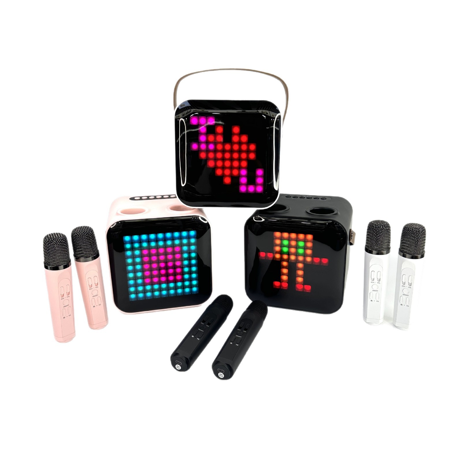 SP100 Colorful LED Light Bluetooth Speaker Wireless Dual Microphone K-Song All-in-One Square Dance Outdoor Portable