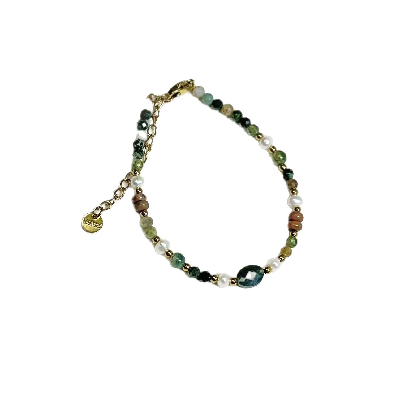 New Chinese Style Ethnic Lapis Lazuli Freshwater Pearl Bracelet Dunhuang Yellow Stone Red Agate Beaded Bracelet Titanium Steel