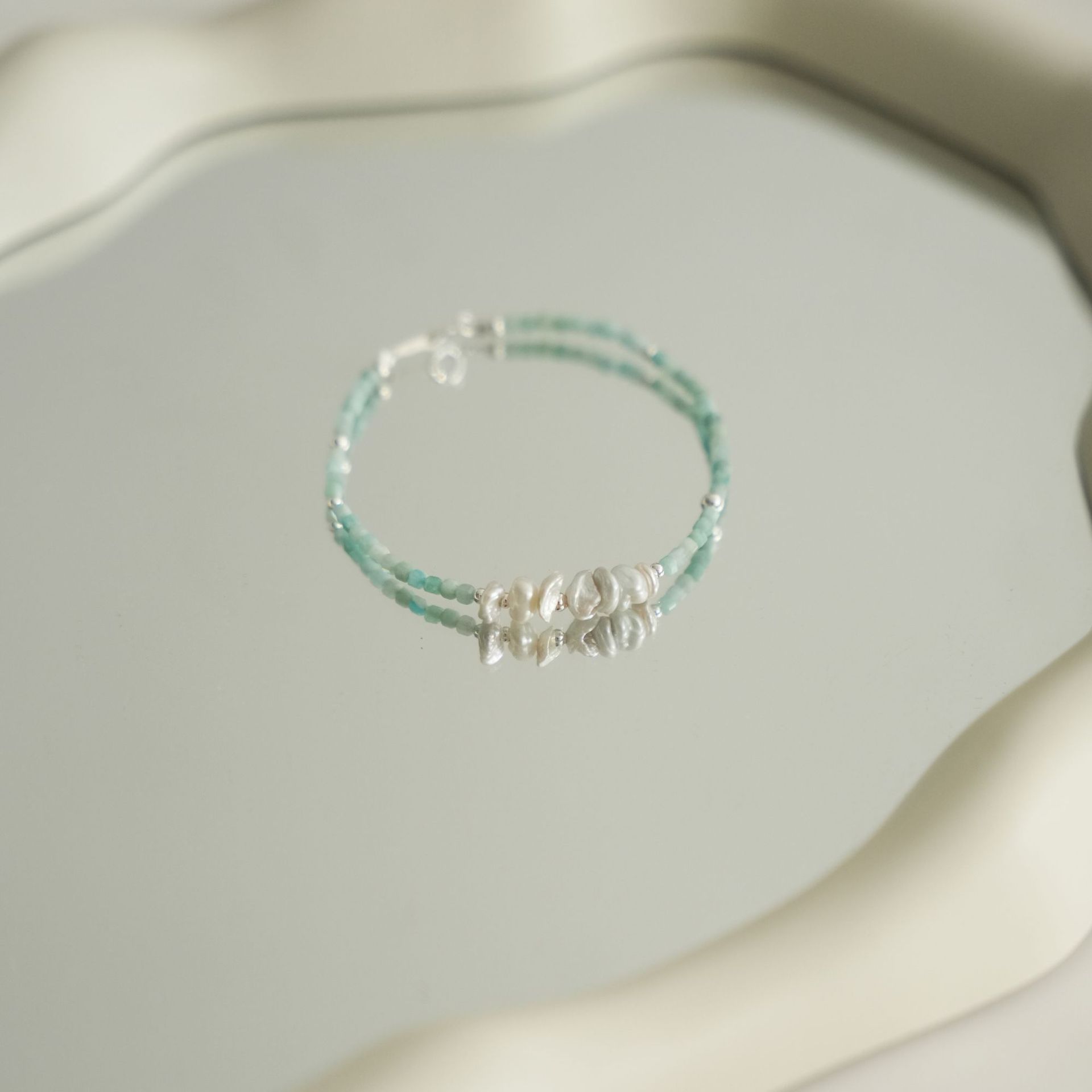 Chinese-style new Chinese-style amazonite petal pearl necklace for women, collarbone chain, dopamine small fresh ethnic style neck chain