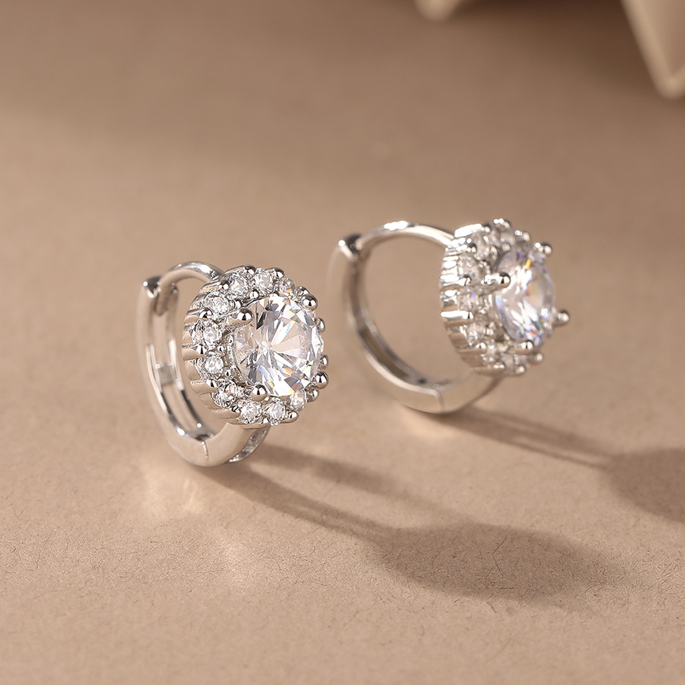 Round Sparkle Diamond Zircon Ear Cuff OL Simple Round Diamond Earring Gold Plated Earring Hoop