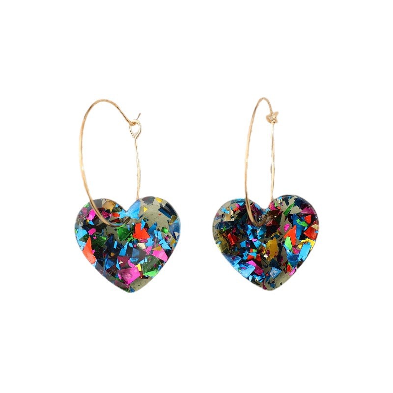 eBay New Valentine's Day Series Hyuna Style Sequins Transparent Heart Shape Multicolor Women Earrings Ear Jewelry