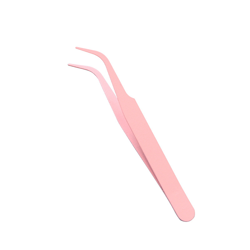 DIY colorful pointed curved tip clip macaron pink eyelash manual hand account tweezers stainless steel tweezers