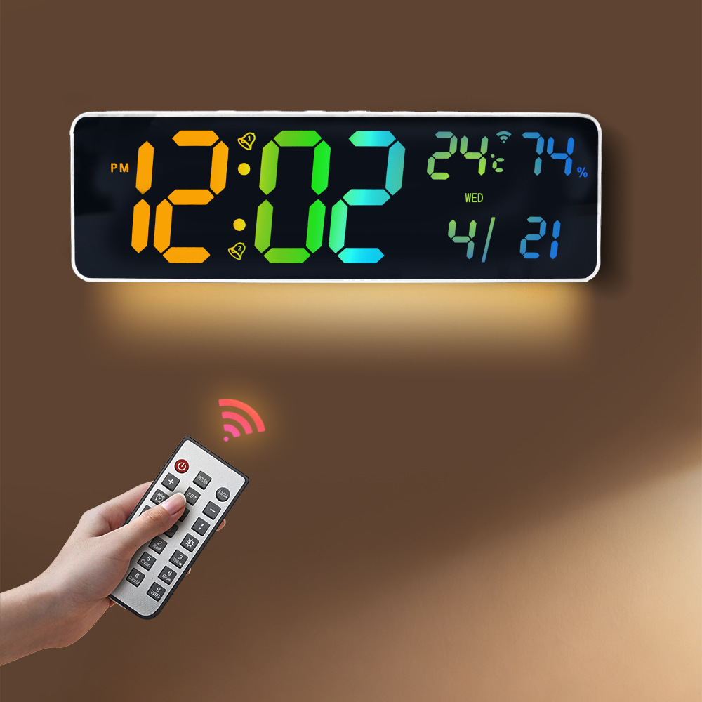 Digital Wall Clock Auto Time Bluetooth Smart Light Sensor Snooze Alarm Countdown Electronic Calendar Clock RGB Clock