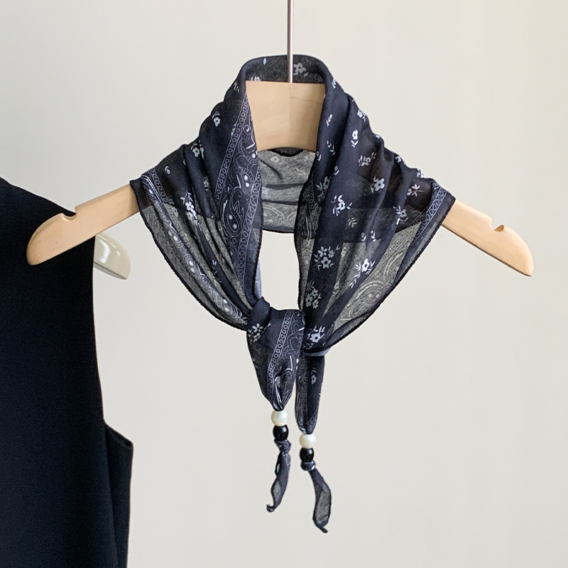 Scarf triangular scarf, elegant accessory thin neck-tie headscarf multi-use