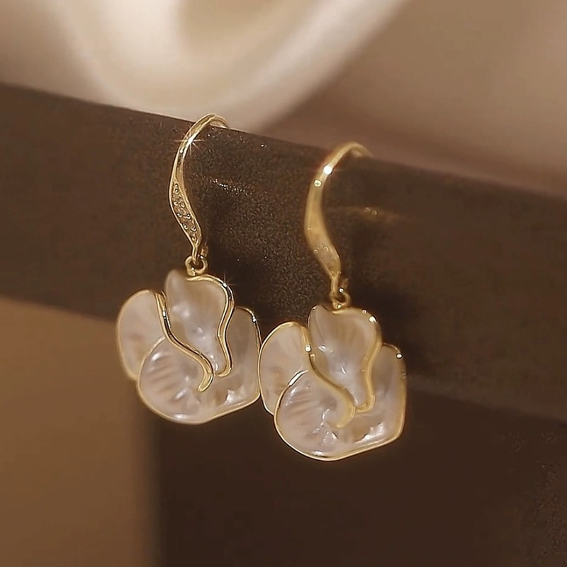 New glaze mountain flower zircon earrings niche ear drops ear accessories