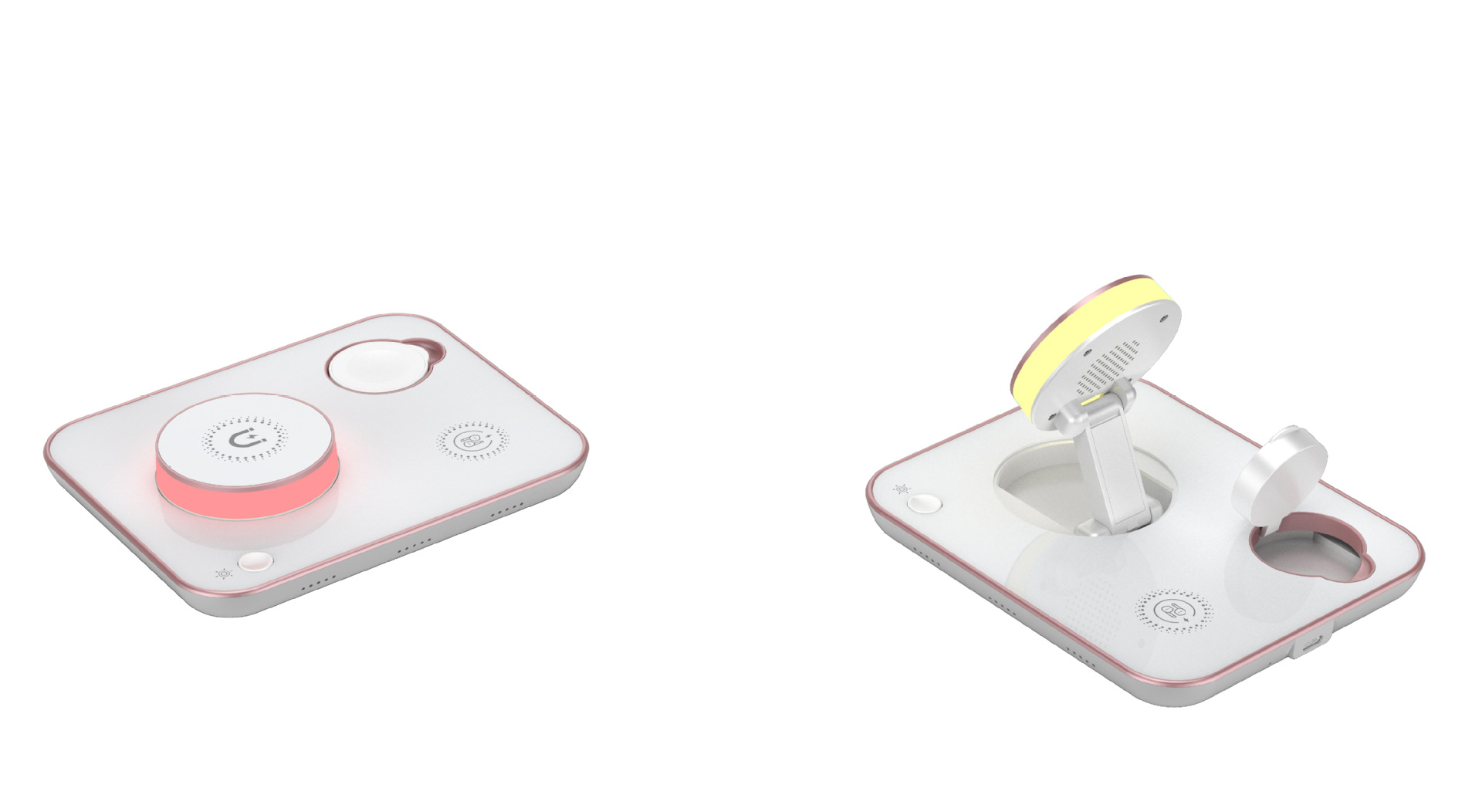 4-in-1 Magnetic Wireless Charger Colorful Atmosphere Light Foldable 15W Phone Stand Fast Charging