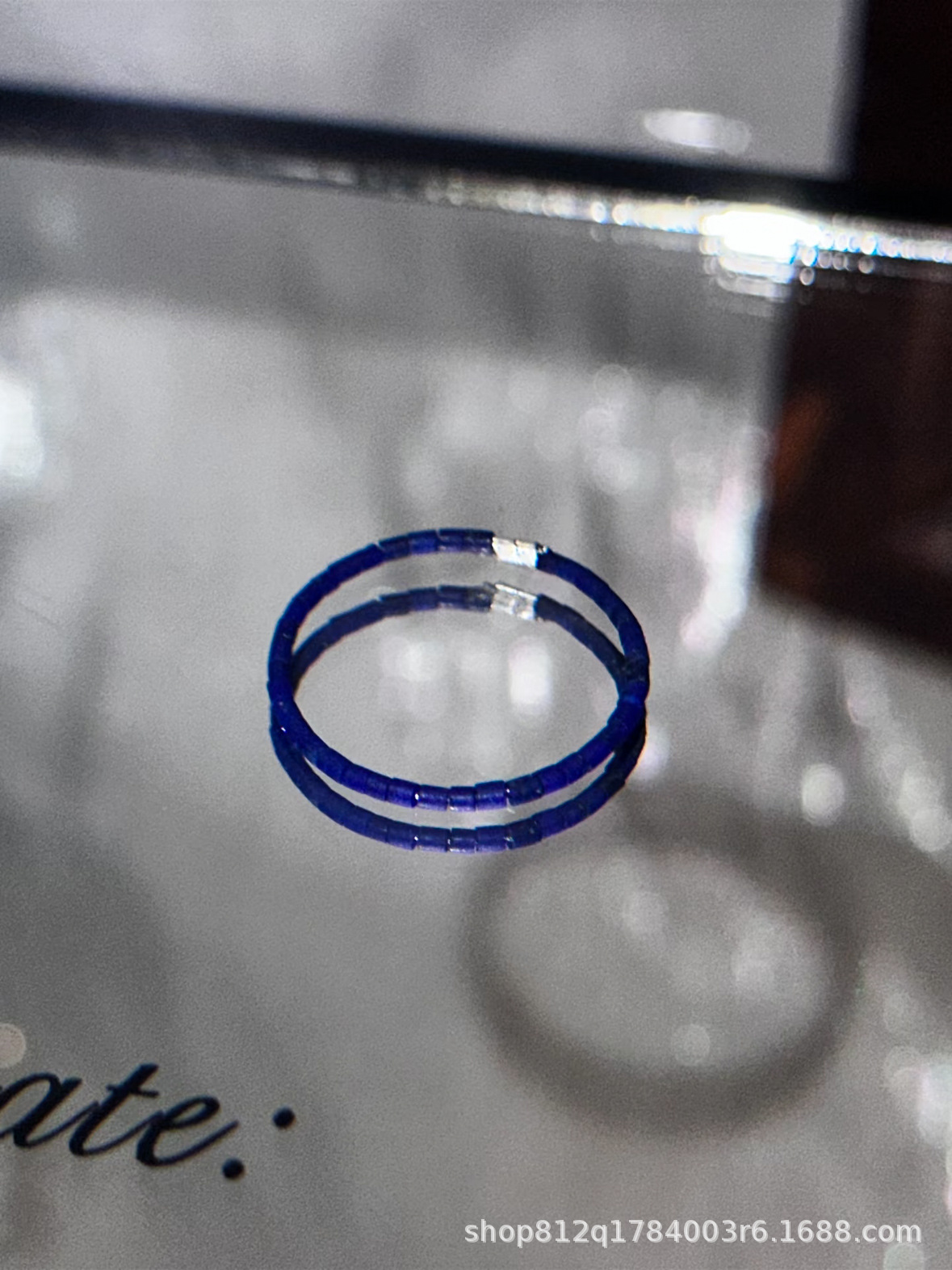 Ultra-fine 1mm lapis lazuli Klein blue S925 sterling silver ring hand-made tattoo sense plain ring for women
