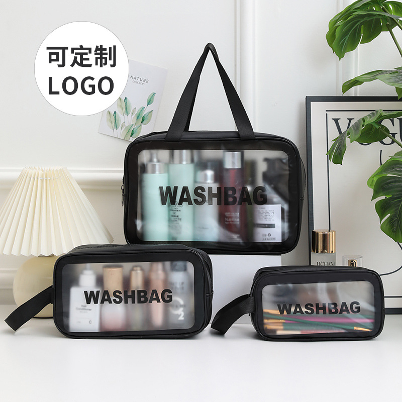 PVC Waterproof Cosmetic Bag, Portable Handheld Storage Bag, Large Capacity Toiletry Bag, Travel Storage Bag, Customizable