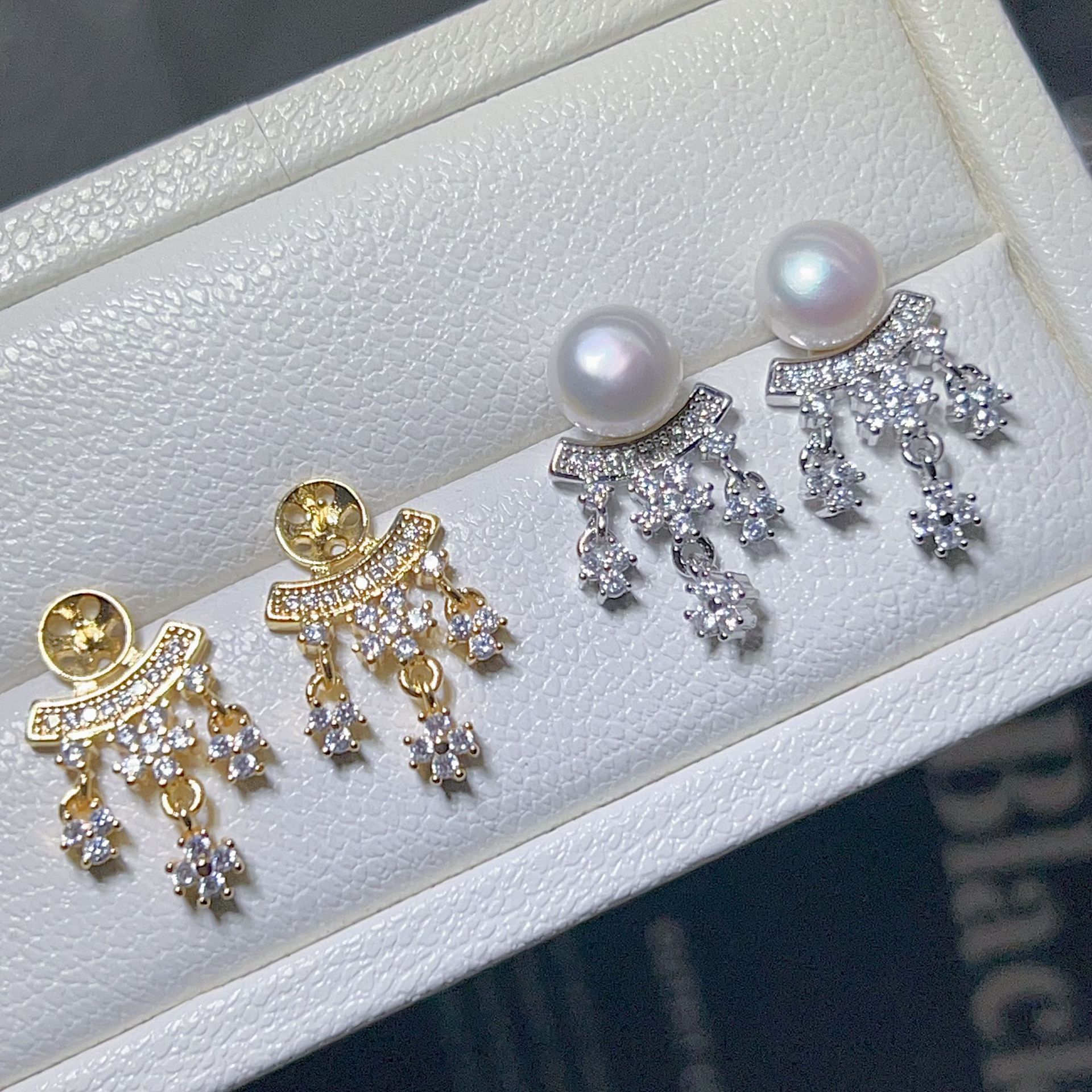 DIY Pearl Empty Mount Earring Accessories 18K Gold-Filled Copper Thick Gold Shell Earrings Semi-Finished Accessories
