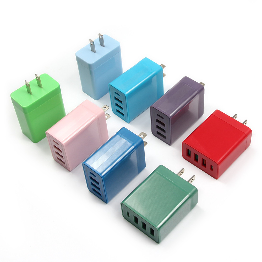 3USB+1C Multi-Port Charger QC3.0 EU US UK Fast Charger PD Phone Fast Charging Head