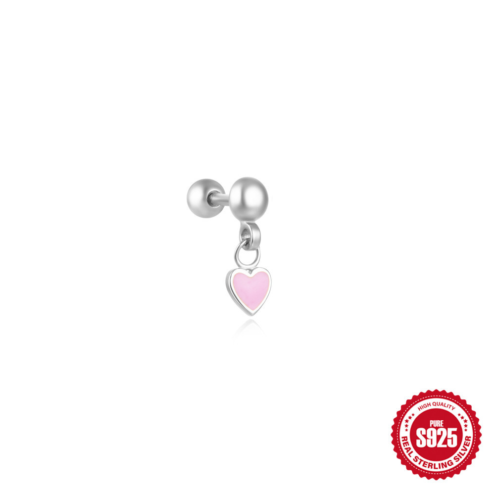 New S925 silver moon star pendant earring twisted ball threaded ear bone stud cartilage piercing accessories